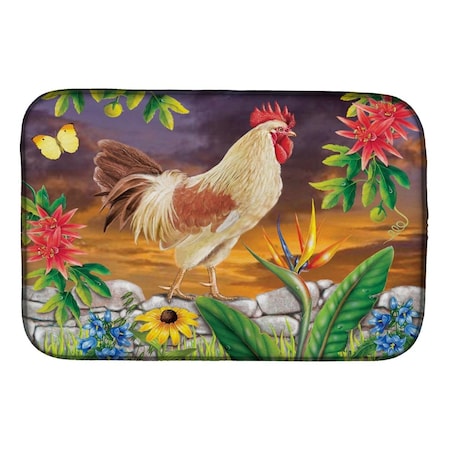 Carolines Treasures Carolines Treasures PRS4025DDM 14 x 21 in. White Rooster Dish Drying Mat PRS4025DDM